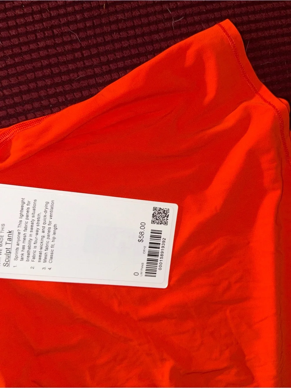 Lululemon Bright Orange tank and pants set